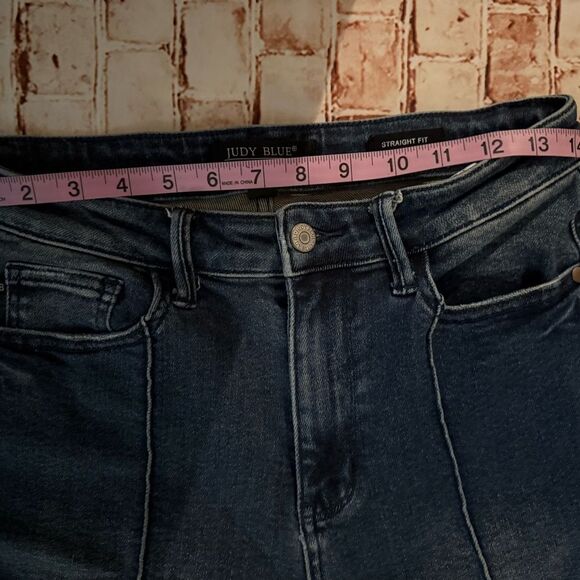 Judy Blue Dark Wash Denim with Brown Patch - Picture 9 of 12